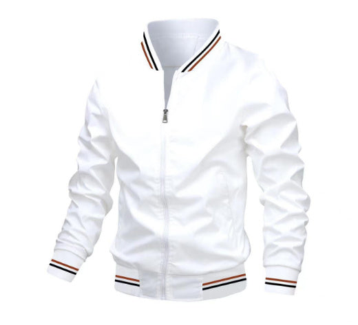Men's Striped Trim Zip-Up Jacket
