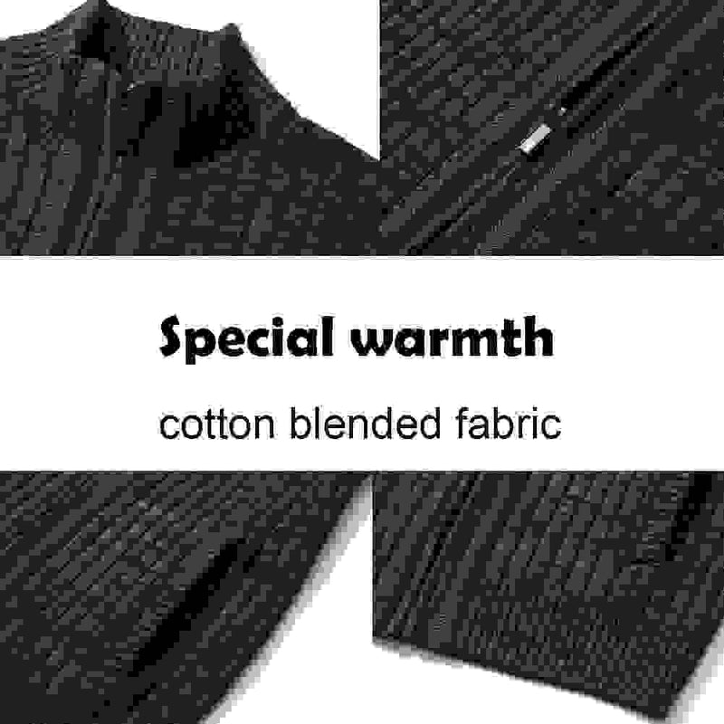 Men'S Cardigan Sweaters Full Zip up Stand Collar Slim Fit Casual Knitted Sweater with 2 Front Pockets