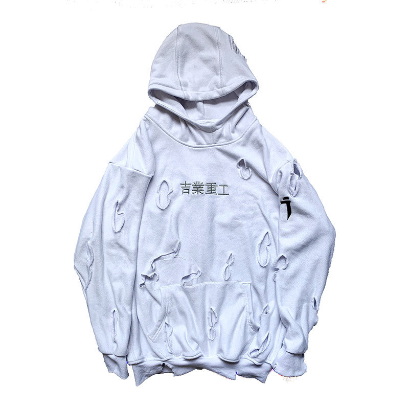 Men’s Ripped Hoodie – Fall Streetwear Hip-Hop Style