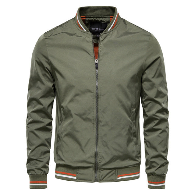 Men's Striped Trim Zip-Up Jacket