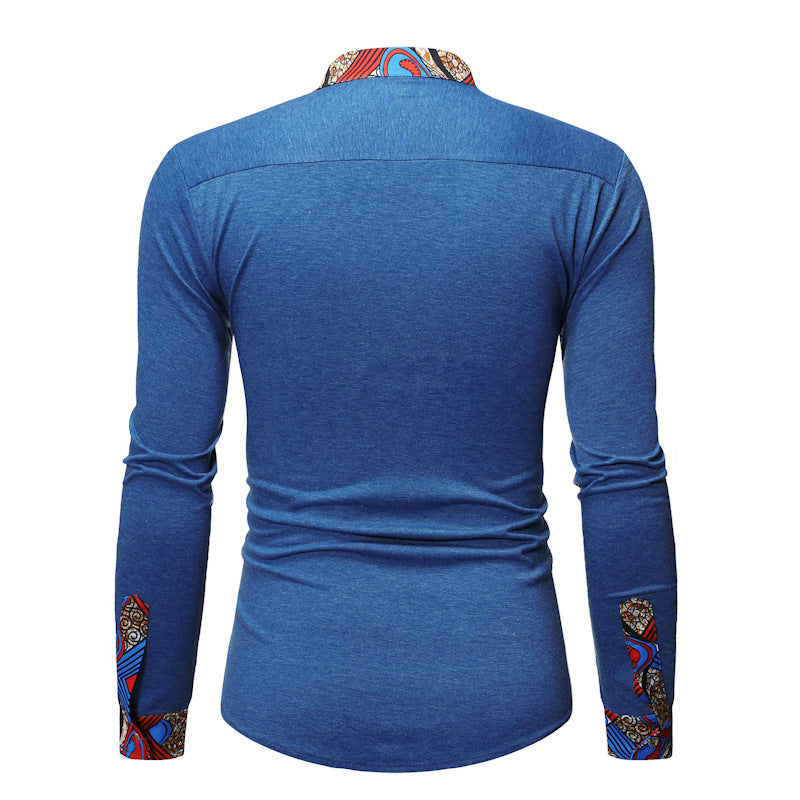Men’s African Print Fashion Shirt – Bold & Stylish Cross-Border Design