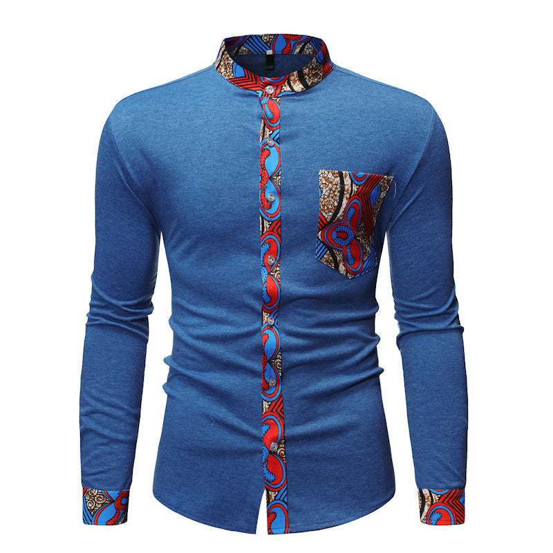 Men’s African Print Fashion Shirt – Bold & Stylish Cross-Border Design