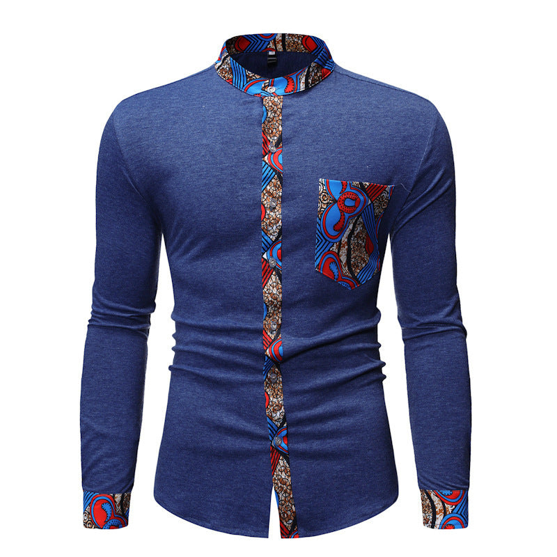 Men’s African Print Fashion Shirt – Bold & Stylish Cross-Border Design