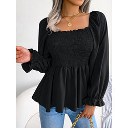Women's Ruffle Trim Long Sleeve T-Shirts