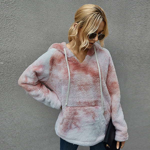 Women's Winter New Products Fashion Tie-Dye Hooded Thick Sweater Women