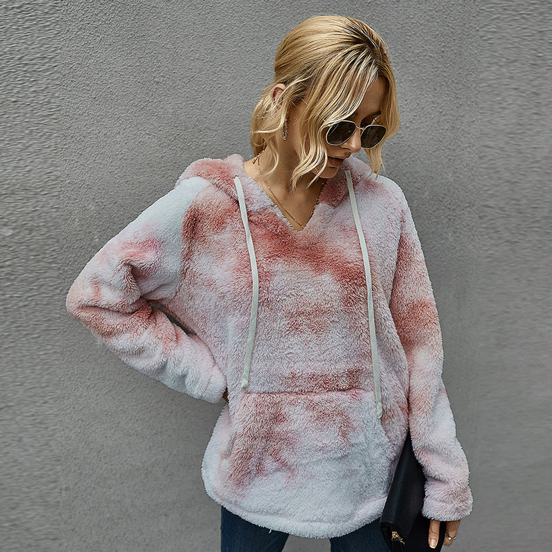 Women's Winter New Products Fashion Tie-Dye Hooded Thick Sweater Women