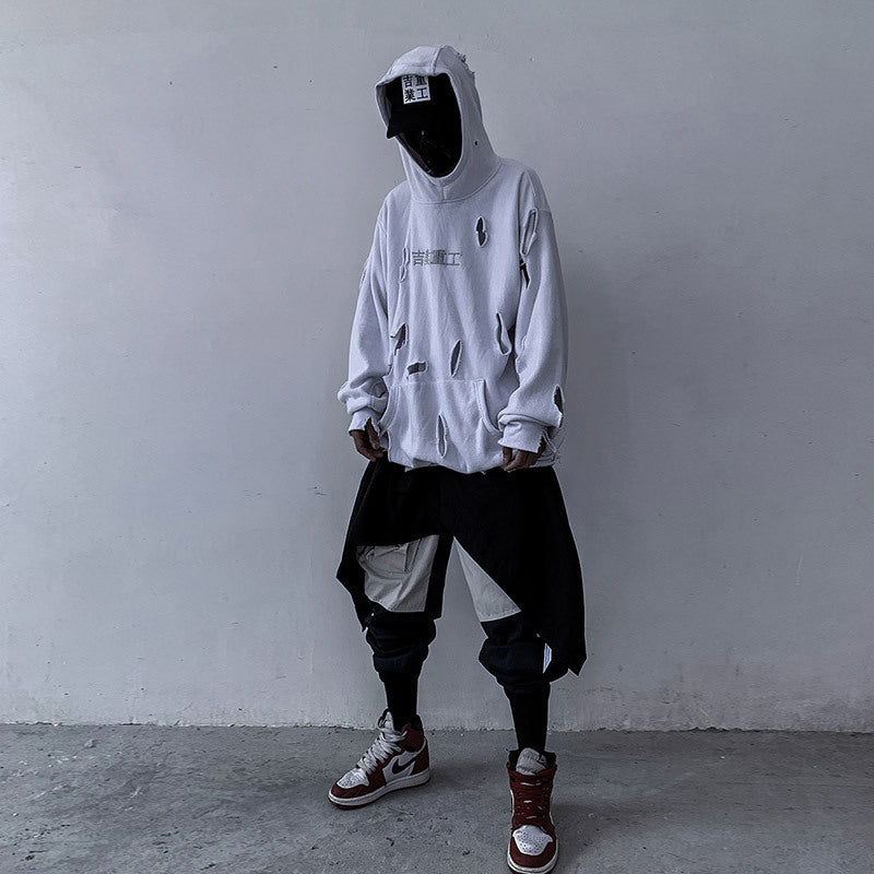 Men’s Ripped Hoodie – Fall Streetwear Hip-Hop Style
