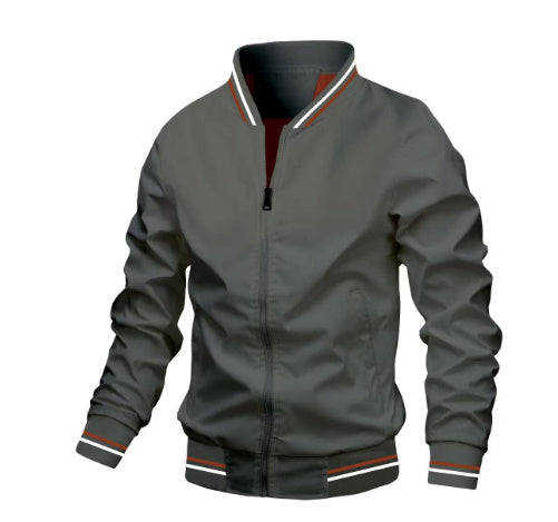 Men's Striped Trim Zip-Up Jacket