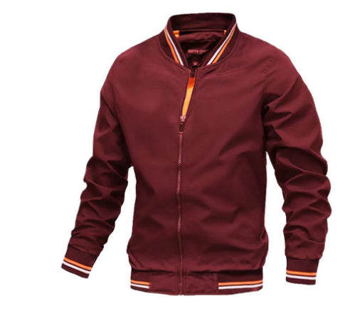 Men's Striped Trim Zip-Up Jacket