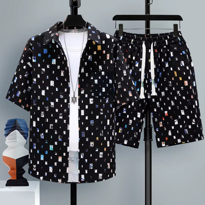 Men Summer Casual Plain Textured Short Sleeve Shirt And Shorts Set
Black Casual Collar Plain Embellished Slight Stretch Summer Men Clothing
