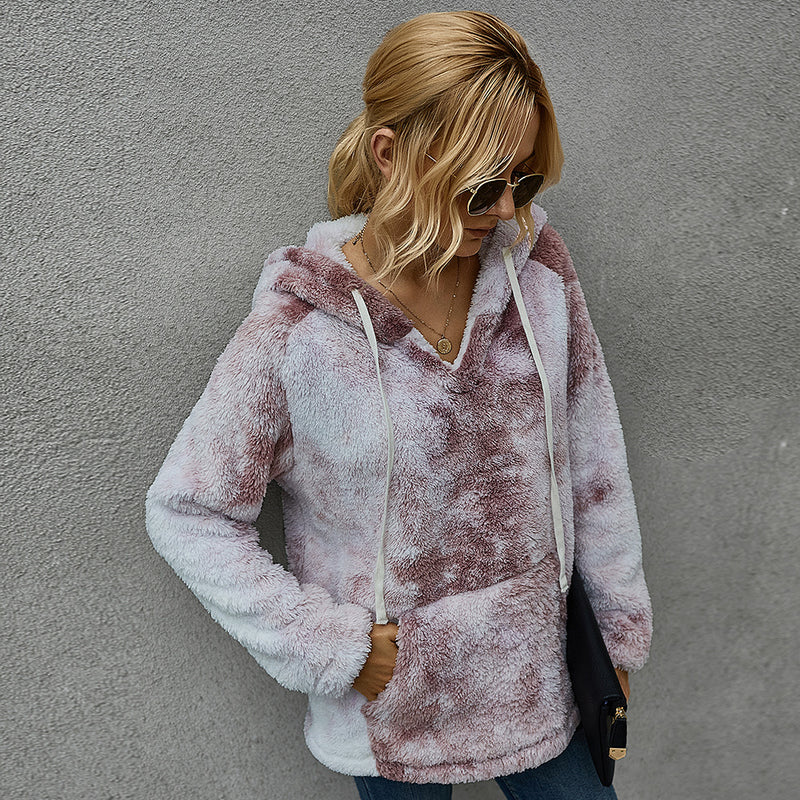 Women's Winter New Products Fashion Tie-Dye Hooded Thick Sweater Women