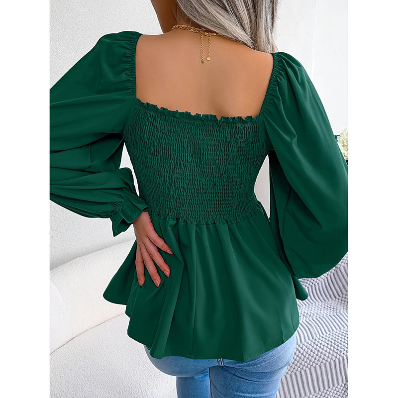 Women's Ruffle Trim Long Sleeve T-Shirts