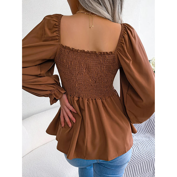 Women's Ruffle Trim Long Sleeve T-Shirts