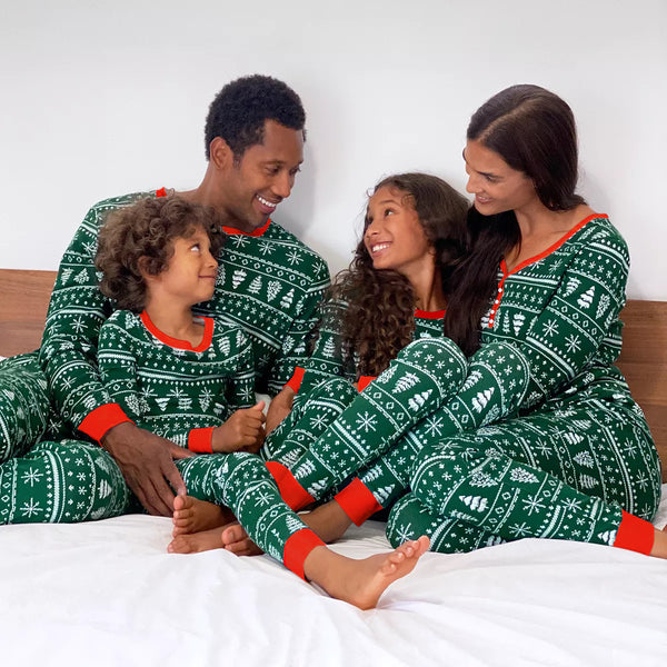 Matching Green and White Christmas Pajamas