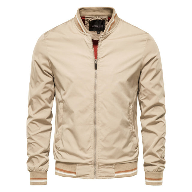 Men's Striped Trim Zip-Up Jacket