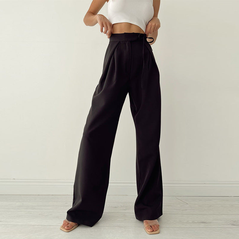 Fall Winter Commuter Mopping Wide Leg Trousers