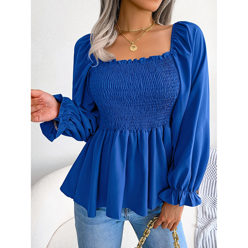 Women's Ruffle Trim Long Sleeve T-Shirts