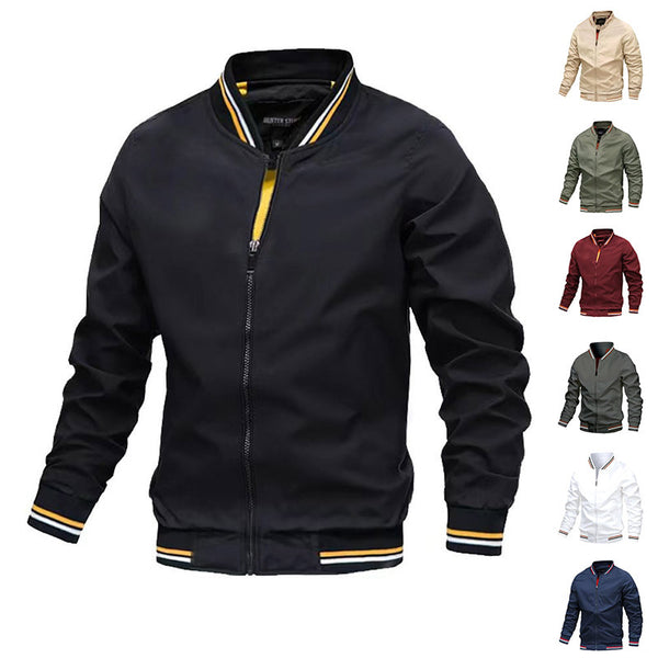 Men's Striped Trim Zip-Up Jacket