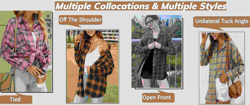 Plaid Flannel Shirts for Women Oversized Long Sleeve Button down Shirts Blouses Tops