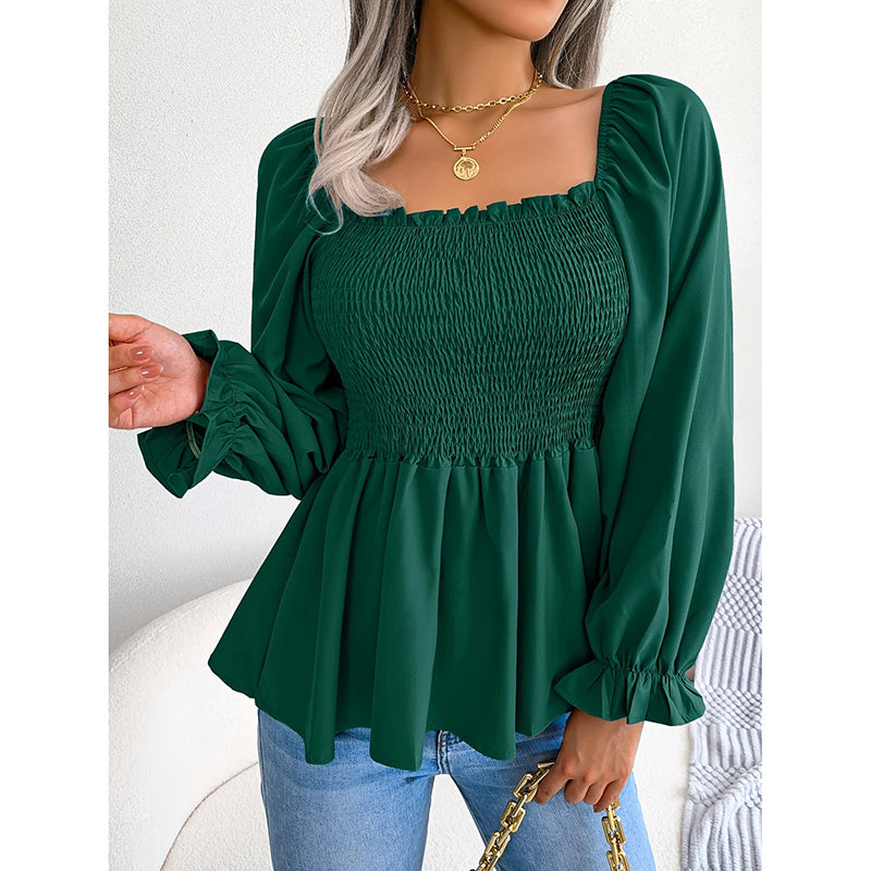 Women's Ruffle Trim Long Sleeve T-Shirts