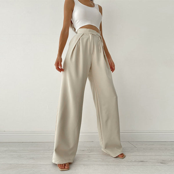 Fall Winter Commuter Mopping Wide Leg Trousers